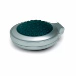 Escova de cabelo/espelho dobrável. Acabamento prateado.